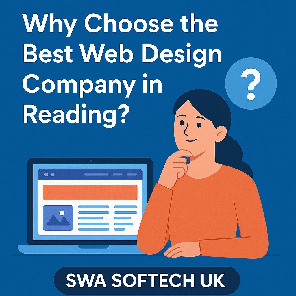 Woman thinking with laptop screen – Best Web Design Company in Reading